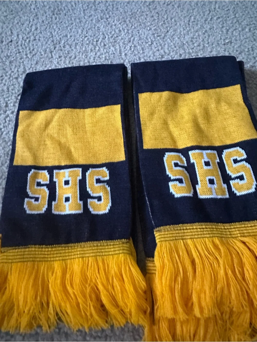 SHS Navy and Gold Fringed Team Scarf